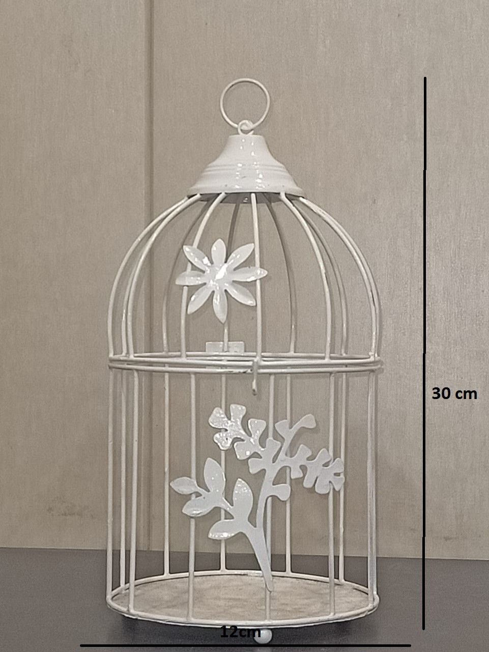 Bird Cage Design Tealight Candle Holder for Home & Garden Decor (White) Iron Candle Holder Set-image-23