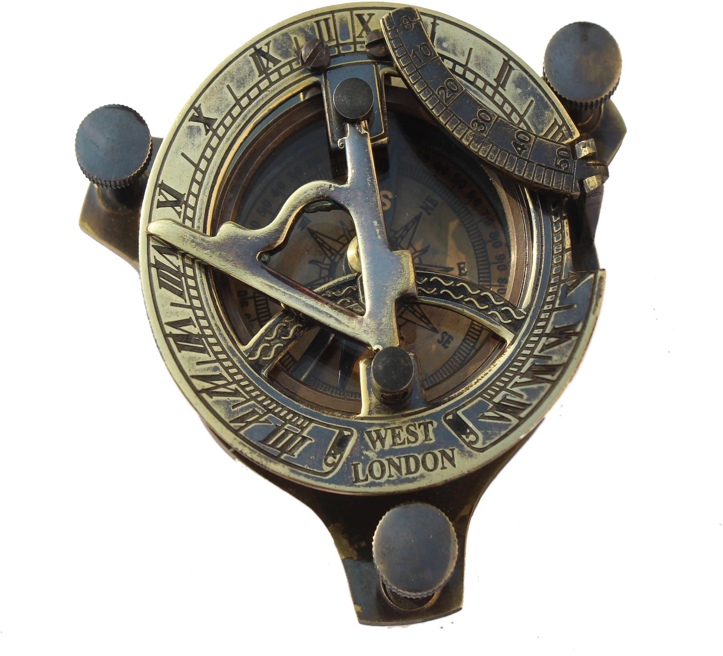 Antique 2.5" Inch Sundial Compass Great Antique Gift Item Compass-image-37
