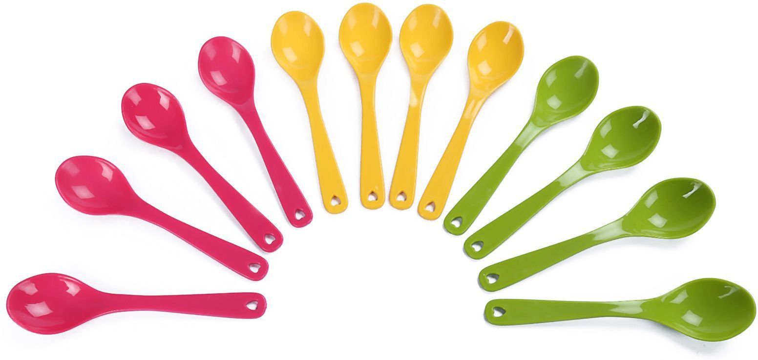 Food Grade Plastic Premium Quality Multicolour Spoon Set of 12 Piece for Baby Feeding - Plastic- plastic-image-29