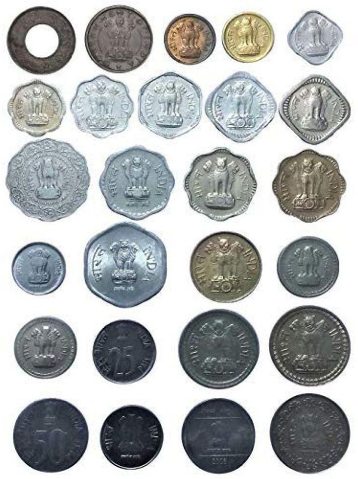 pmw INDIAN COINS.OLD 1,2,3,5,10,20,25,50 PAISE SET OF 26 COINS - FOR BEGINNERS - GREAT FOR COLLECTION image 1
