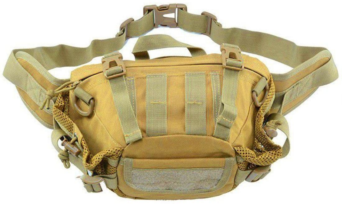 Komto Outdoor Unisex Waist Bag Tactical Military Waist Pack Chest Bag Pouch Waterproof Hip Belt Bag Pouch for Hiking Climbing (Tan) Tactical Military Waist & Chest Bag Pouch (Tan)-image-5