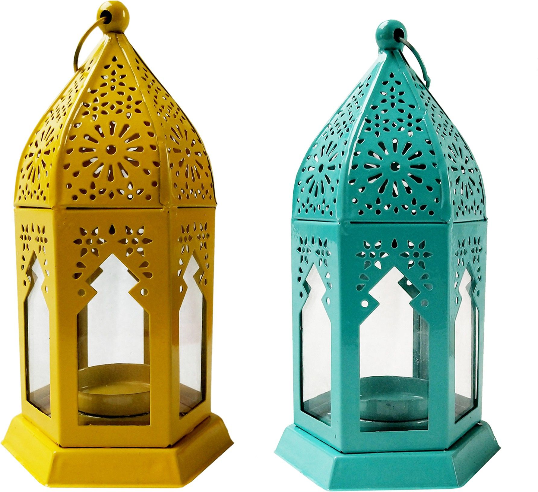 Blue, Yellow Iron Hanging Lantern-image-32