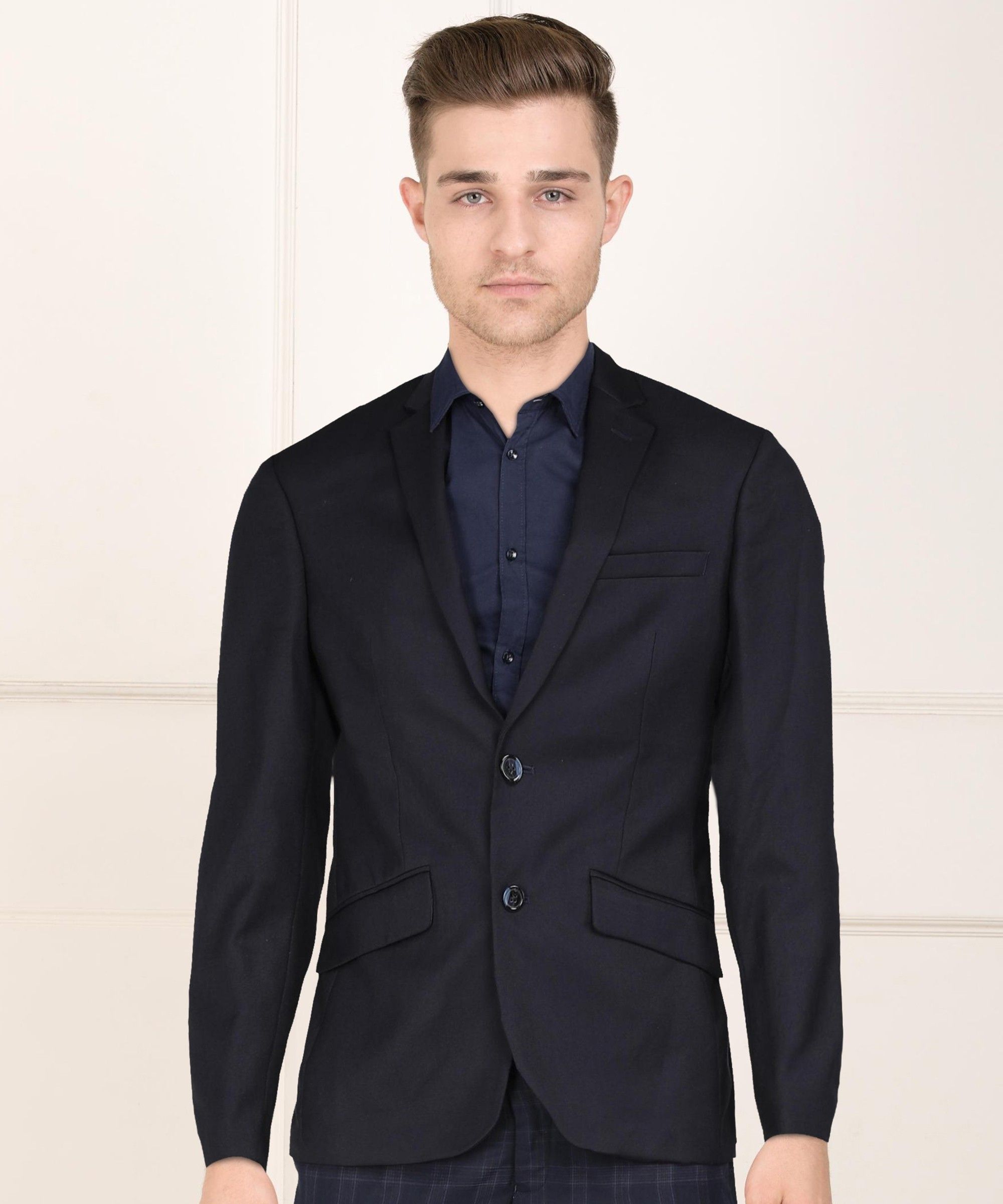 park avenue Men Solid Single Breasted Formal Blazer-picture-18