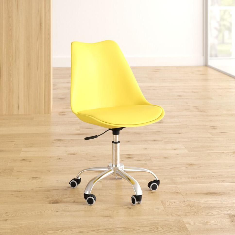 Height-Adjustable Stylish Modern Rotary Arm Office Chair for Salon, Spa, Bar, Medical, Kitchen, Doctor Stool Chair Yellow Color Leatherette Office Executive Chair-image-45