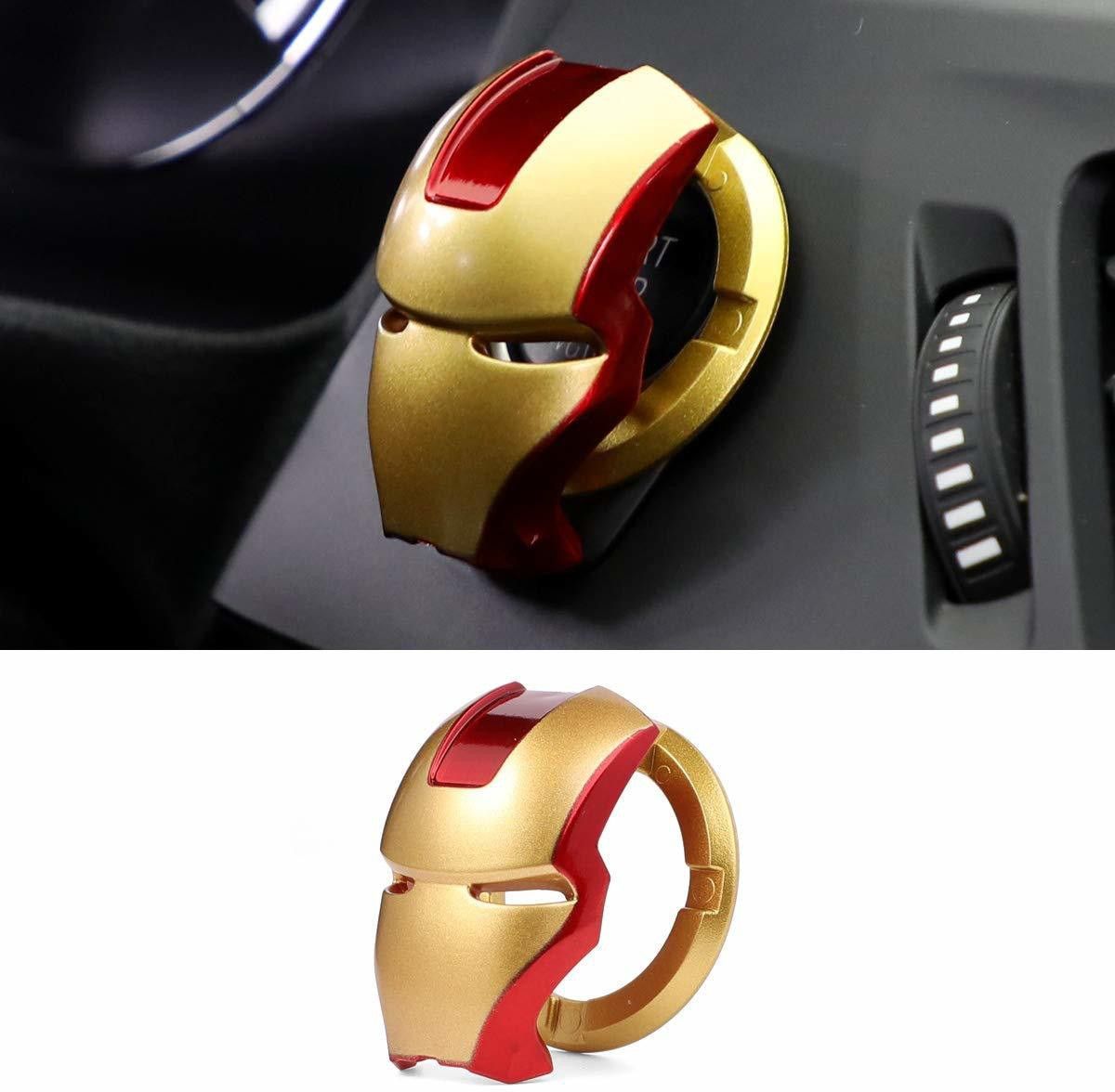 (High-ABS) Golden Red Car Engine Start Stop Switch Lambo Style Button Cover Decorative Auto Accessories Push Button Sticky Cover Car Interior Iron Man 1 Car Dash Switch Panel-image-46