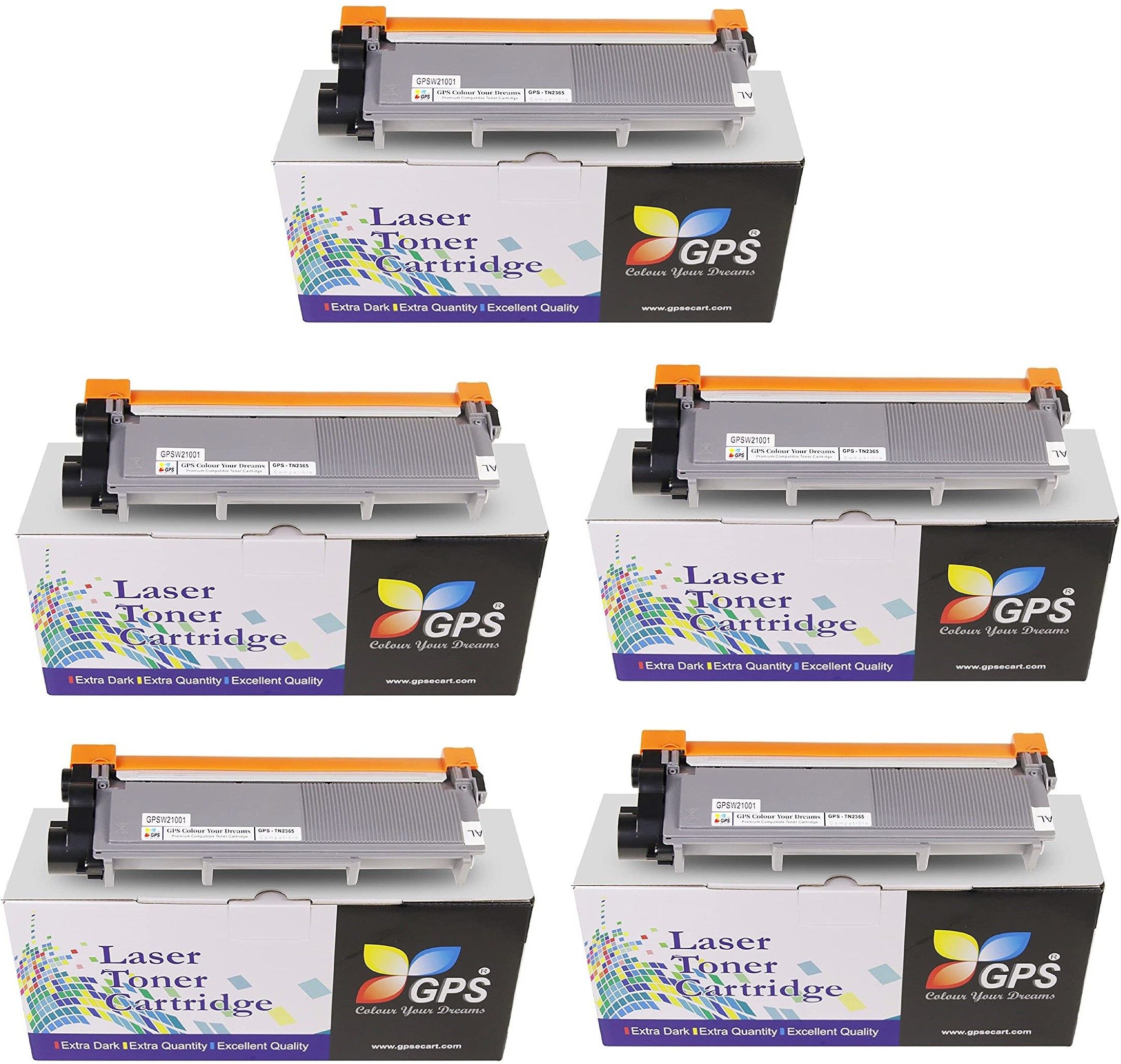 GPS Colour Your Dreams TN-2365 Toner Cartridge Compatible For Brother HL-L2321D, L2361DN, L2366DW, L2320d, DCP-L2541DW, L2520D, MFC-L2701D, L2701DW Pack Of 5 Pcs. Black Ink Toner-image-4