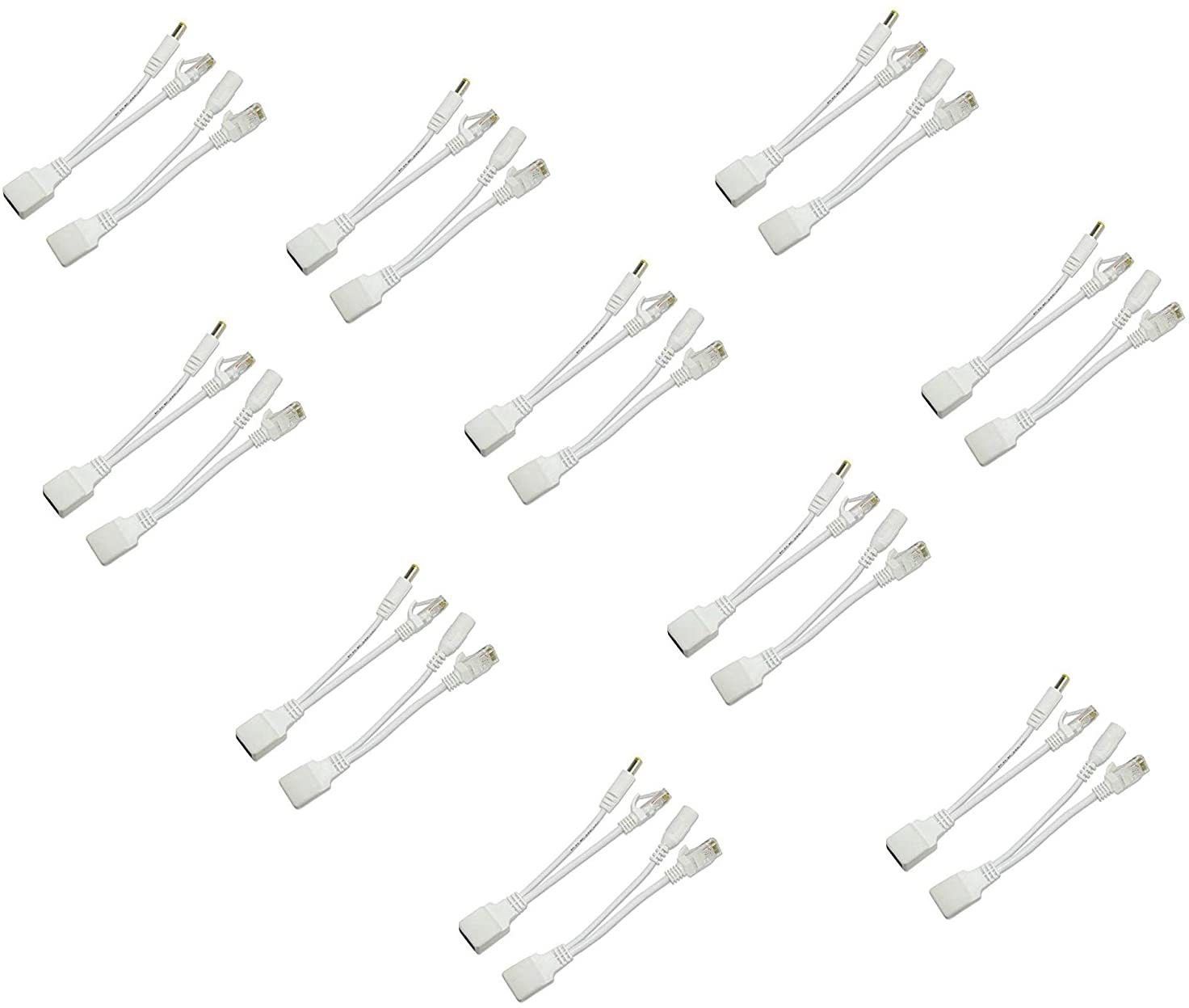 LipiWorld Power Over Ethernet PoE Injector Splitter Adapter PoE Cables (10 PCS) Lan Adapter