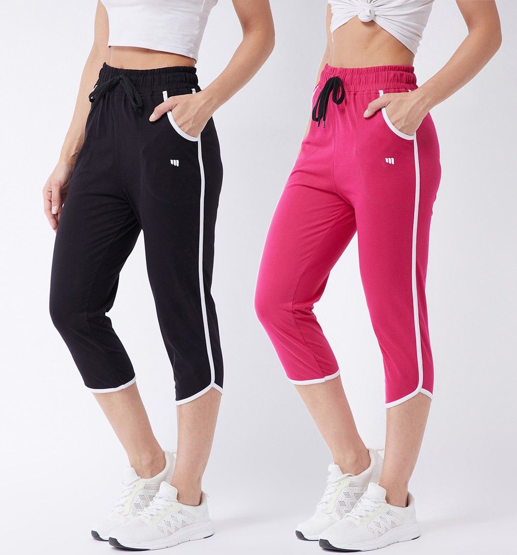 modeve Women Solid Black, Pink Track Pants-picture-28