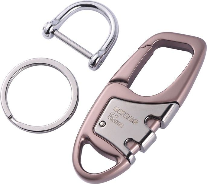 Brown Hook Double Ring Metallic Locking Keychain for Bike/Car/Home Locking Carabiner