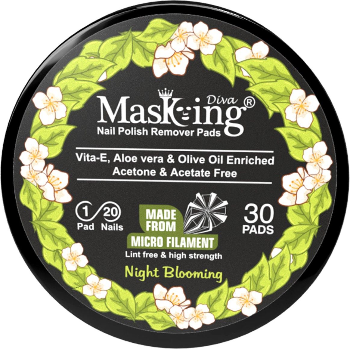 Nail Polish Remover Wipe Tissue Wet Round Pads (Night Blooming) Pack of 01