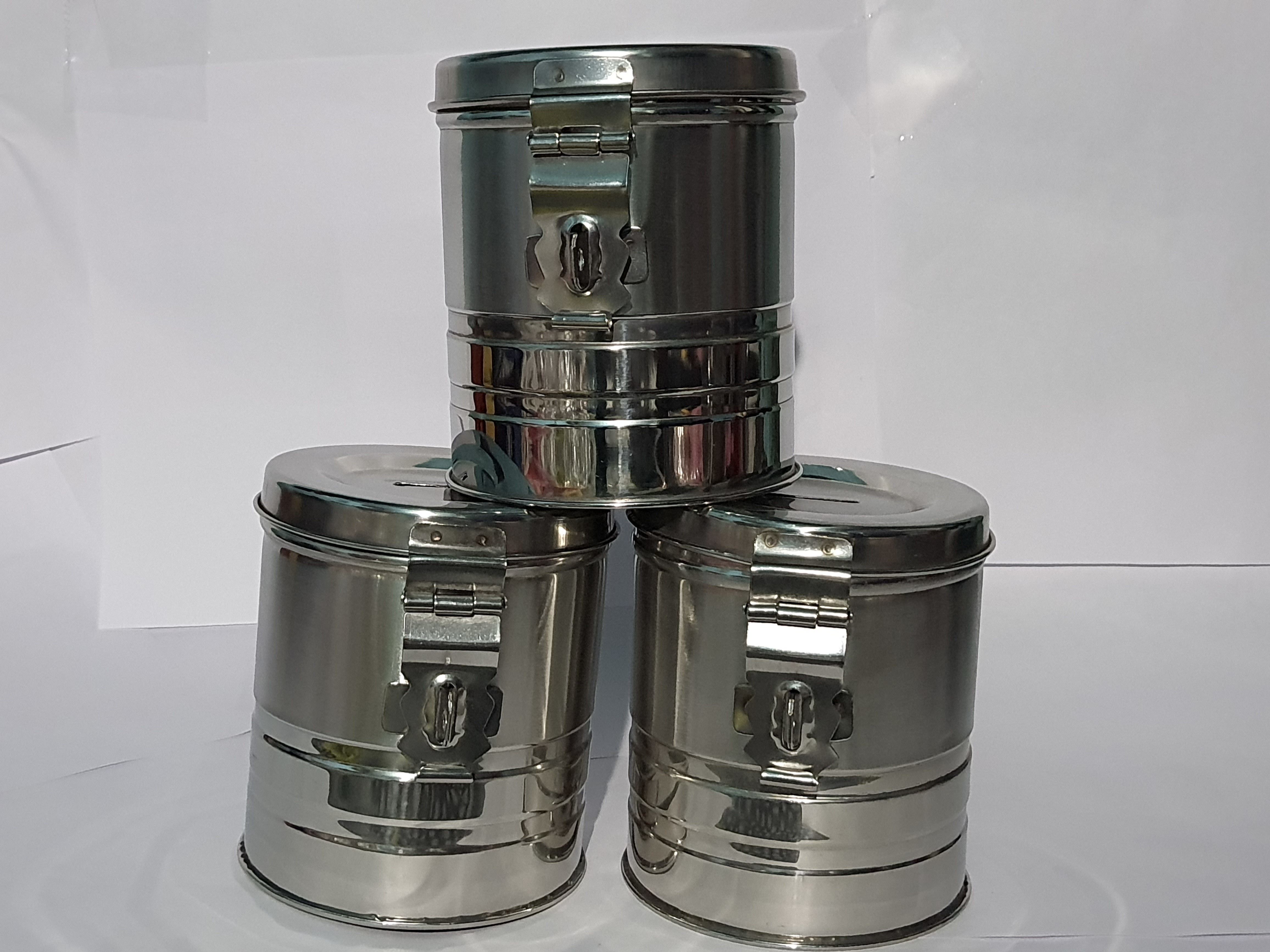 3 pcs Stainless Steel Round Shape Money Bank Piggy Banks Antique Coin Bank Box Coin Bank-image-20