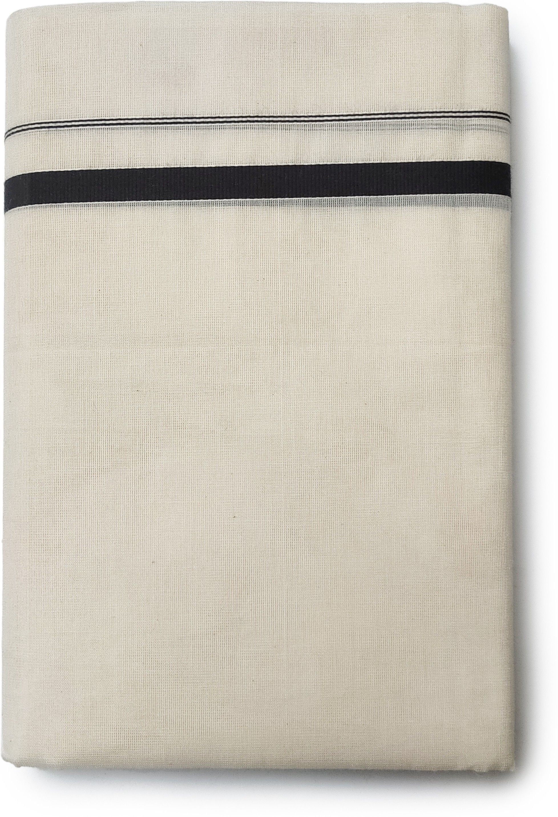 Vairavaa Tex 100% Cotton Kerala Mundu With Attractive ½'Inch Black Border 4.00'Meter Striped Men Dhoti-picture-12
