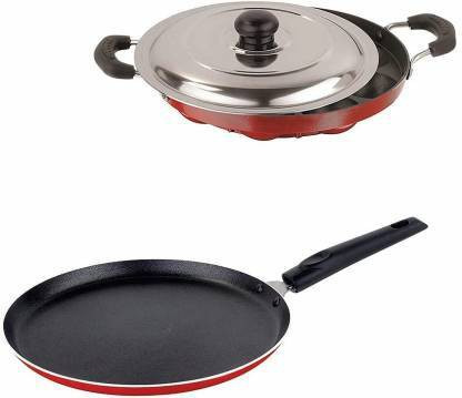 goodchef Good Chef Premium combo - Tawa and Appam maker in Red Tawa 24 cm, 26 cm diameter with Lid image 1