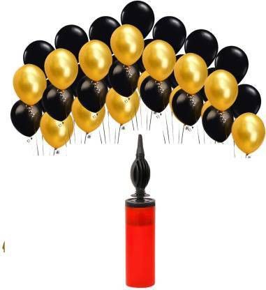Solid 50 Metallic Balloons(Black,Gold) with 1 Handy Air Balloon Pump Balloon-image-22