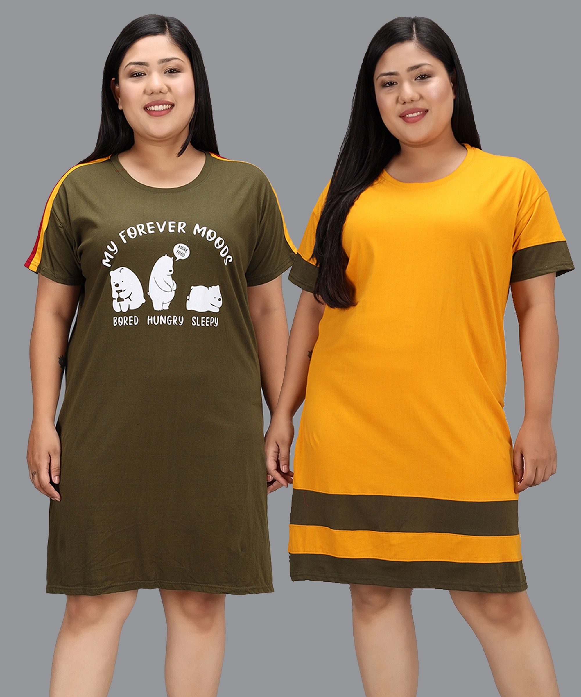 Pack of 2 Women Colorblock Round Neck Pure Cotton Multicolor T-Shirt-image-41