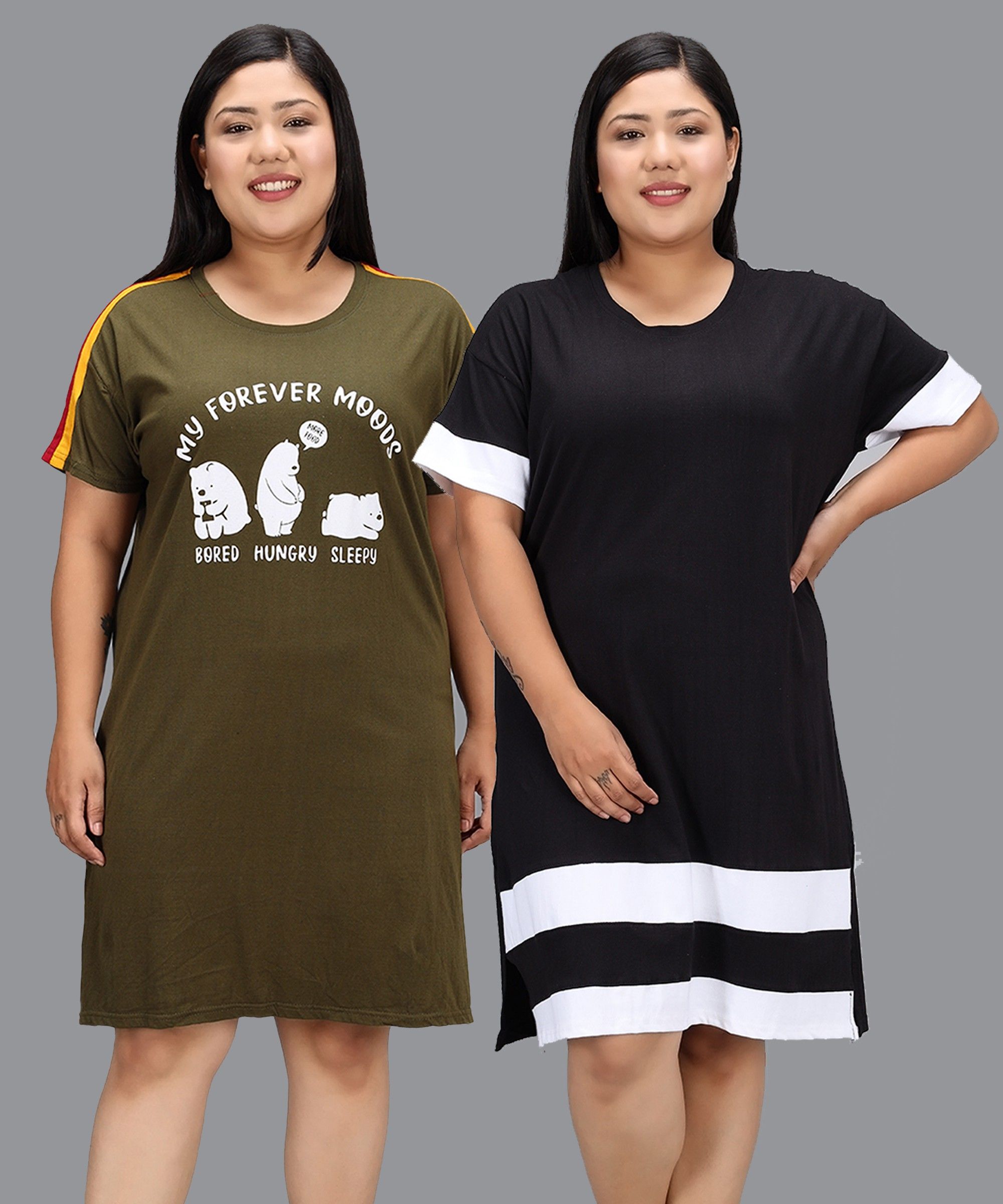 Pack of 2 Women Colorblock Round Neck Pure Cotton Multicolor T-Shirt-image-21