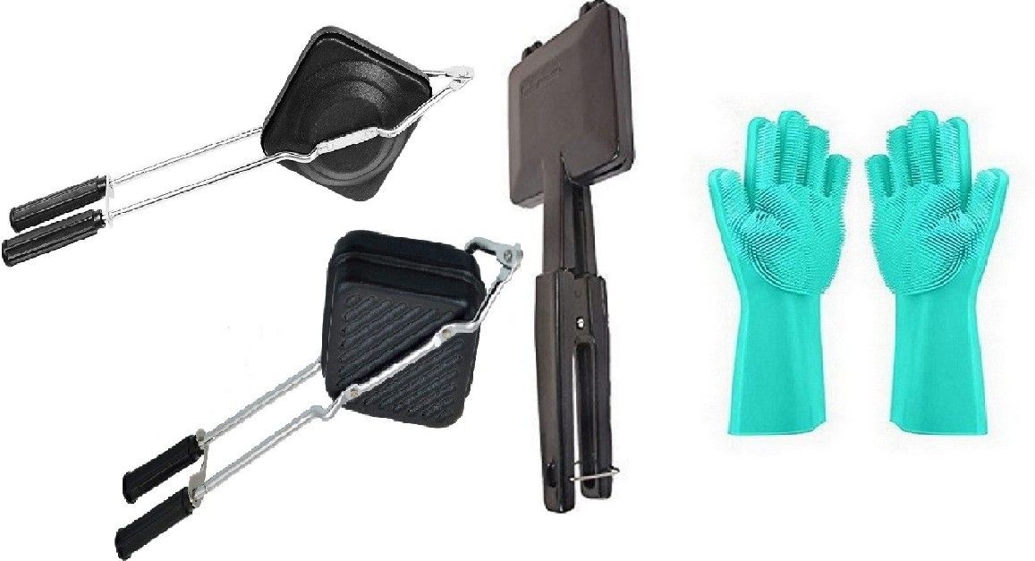 Regular ,Square And Grill Toster Black with Green Dish Cleaning Gloves 0 W Pop Up Toaster-image-18