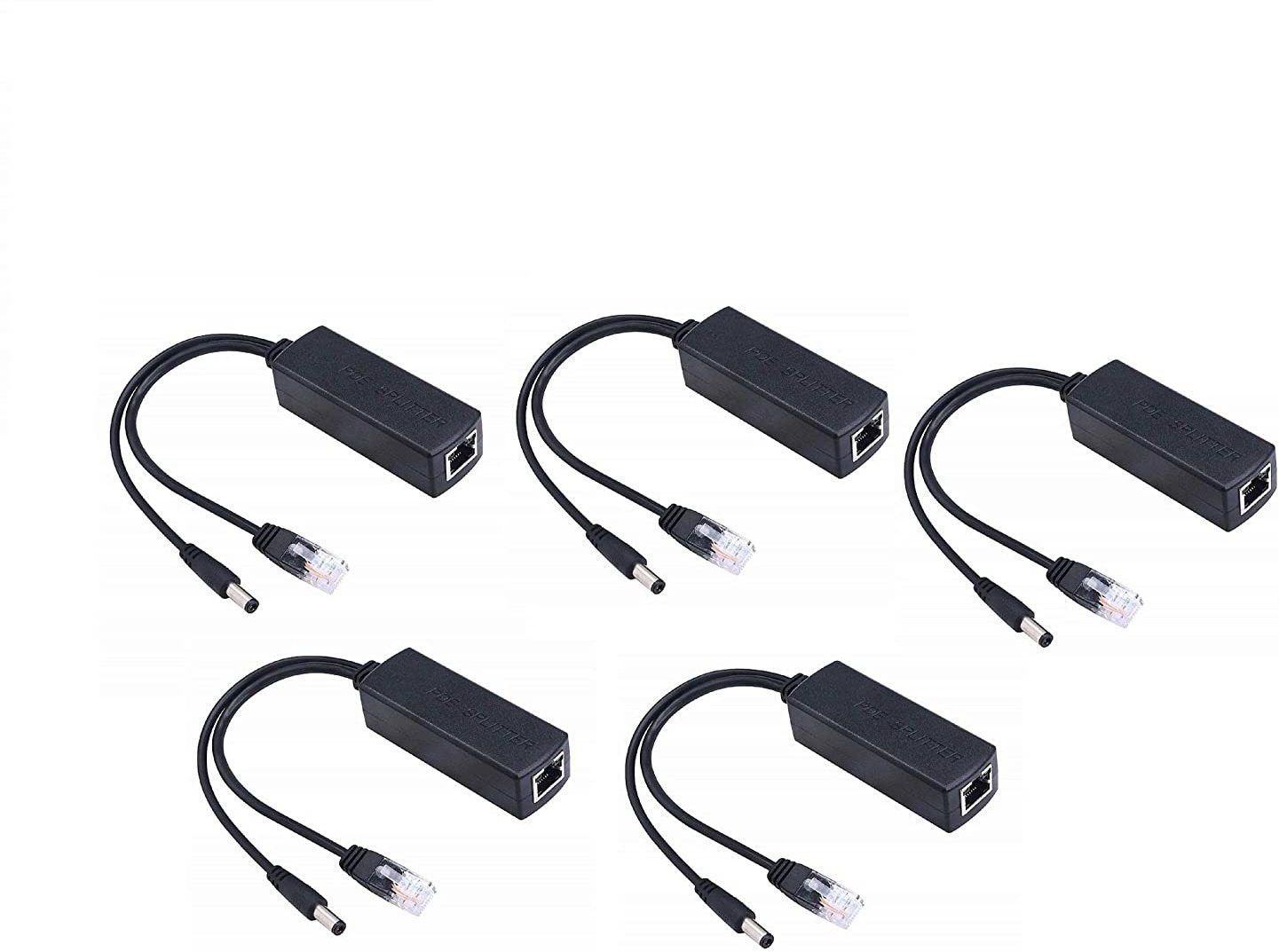 LipiWorld PoE Splitter Power Over Ethernet Adapter Active 48V to 12V for IP Camera IP Phone POE Devices PoE Switches (Pack-5) Lan Adapter-image-45