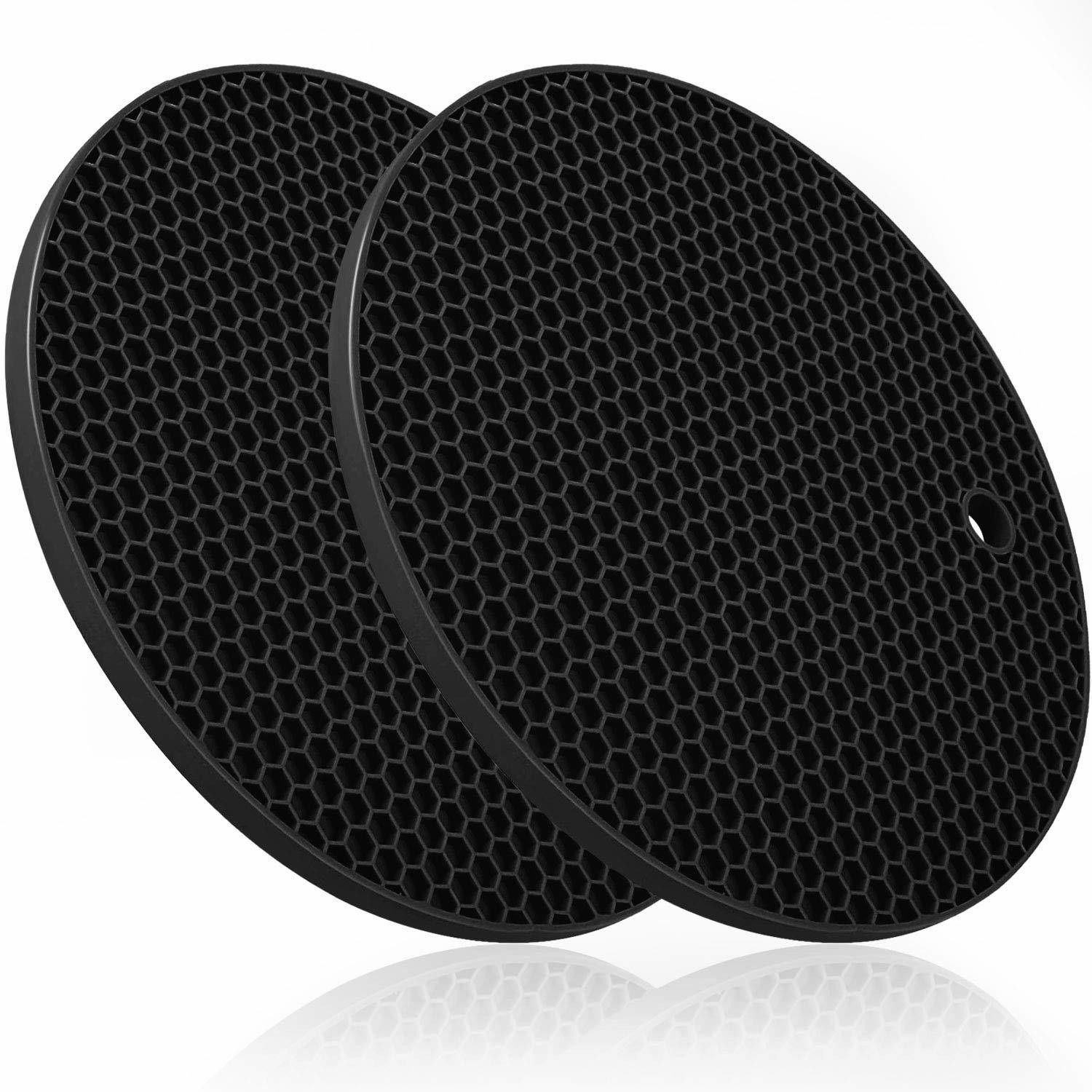 Silicone Honey Comb Mat Black Pack of 2 Matt Trivet-image-48
