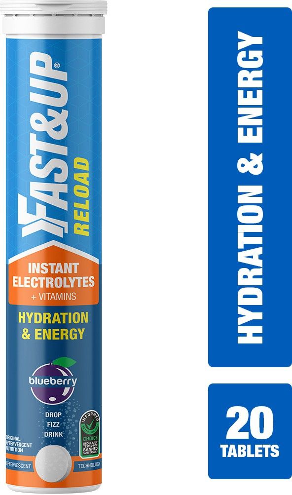 Reload Hydration & Energy Drink With Electrolytes Effervescent Tablets Blueberry Hydration Drink