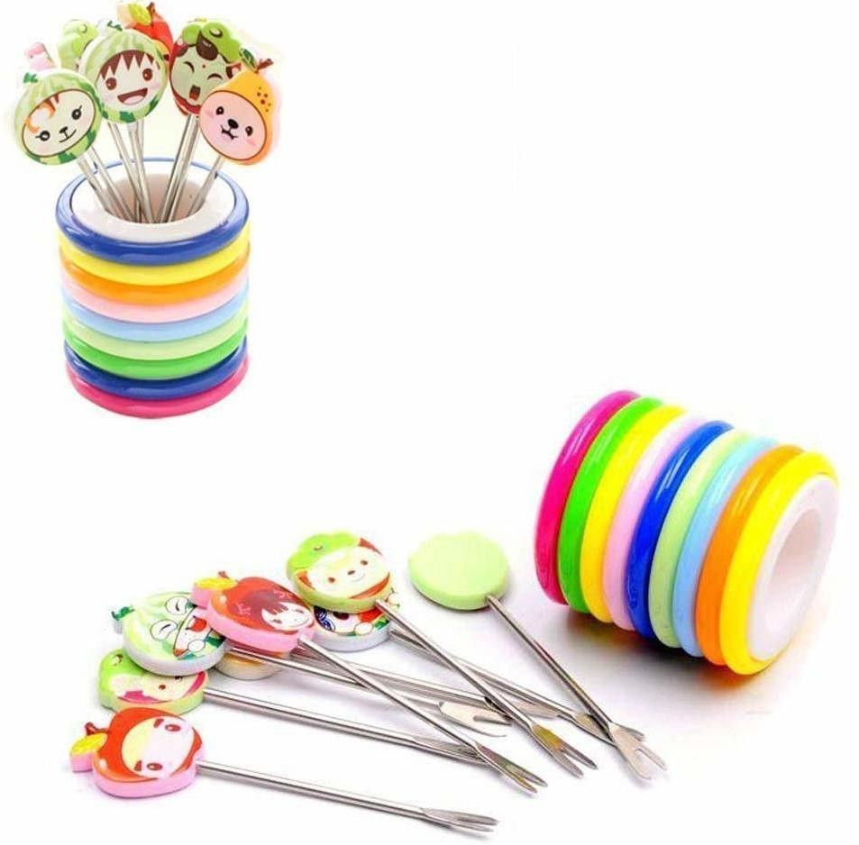 Kids/Baby Fork Set, Fruit Fork Cartoon Shape-Fruit ForkStainless Steel Baby Fork Stainless Steel Cutlery Set