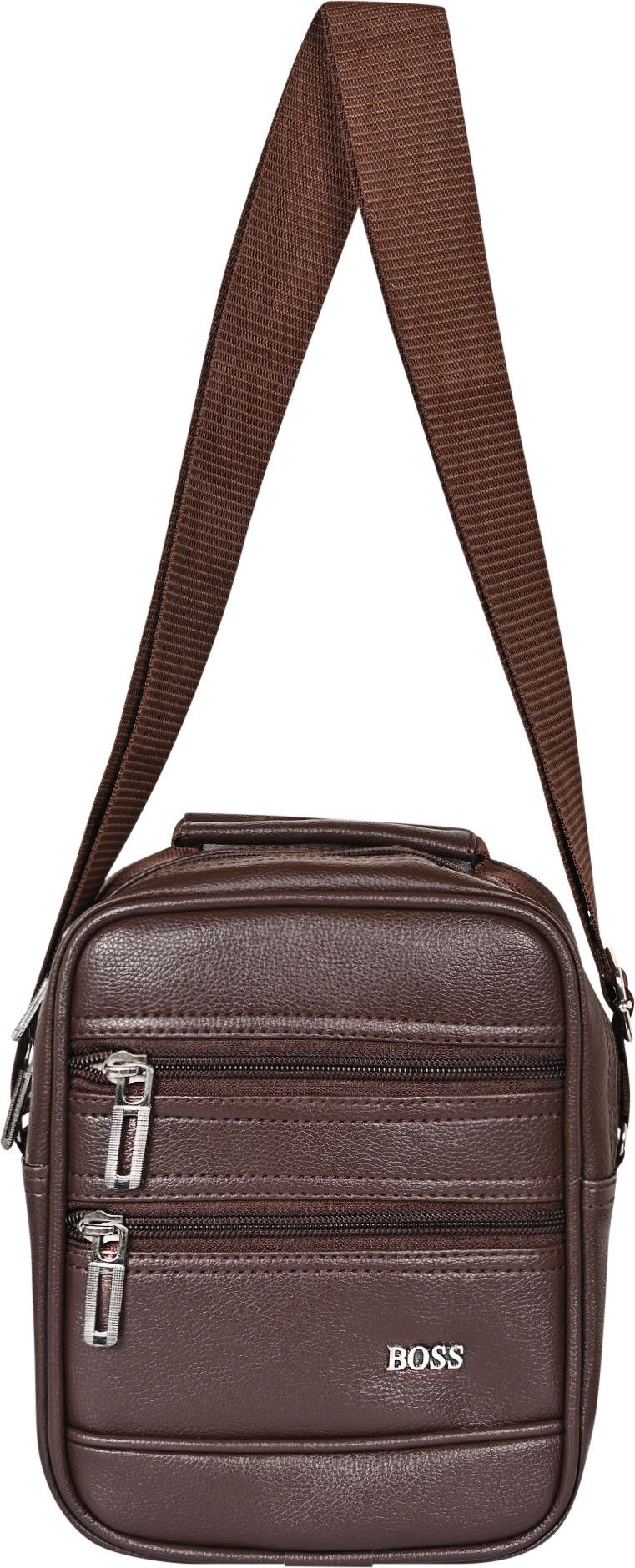 Brown Men Sling Bag - Regular Size Styler Leather Sling Bag for Men Women | side bag for men | Crossbody bags for men women | Cash messenger bag | Business travel passport document pouch bag | Corporate Gift Item for men | Sling bag men waterproof-image-1