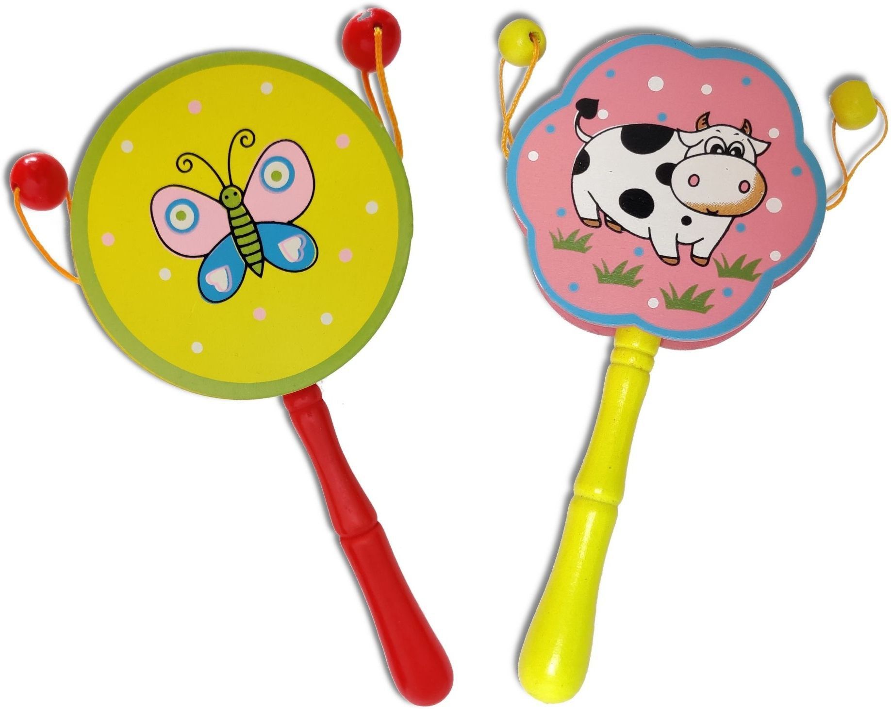 zeroonecraft Wooden Non Toxic Colourful Rattle Toys for New Born Baby, Musical Infant Toy, Teether for Babies, Toddler, Child (Pack of 2 Drum, Multicolor) Rattle-picture-23