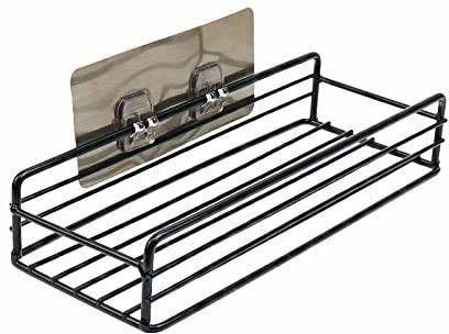 Multipurpose Self Adhesive Wall-Mounted Corner Storage Rack Bathroom Shelf Organizer Kitchen Basket Cosmetic Hanging Shower Caddy Rack Stainless Steel Wall Shelf Stainless Steel Wall Shelf (Number of Shelves - 1, Black) Stainless Steel Wall Shelf-image-42