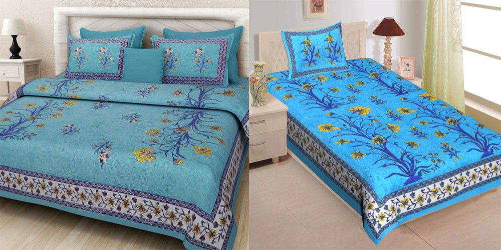 ubania collection 151 TC Cotton Single, Double Floral Flat Bedsheet-picture-19