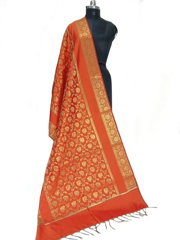 the sdf india Art Silk Woven Orange Women Dupatta-picture-22