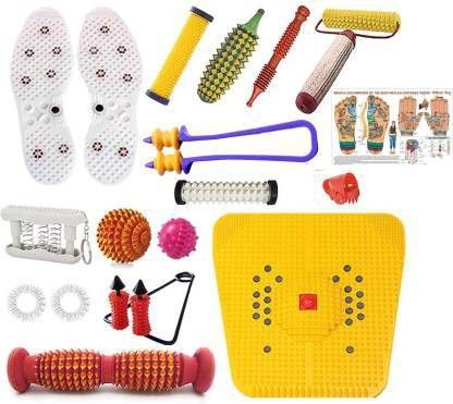 AcuH C-1209KP 2000 Acupressure Massager & Sujok Therapy Tools Combo Kit For Stress Pain Relief Natural Care With Bio-Magnetic Power Foot Mat & Shoe Sole Foot Roller-Pyramidal Cuts Wooden Fitness kit Massager-image-32