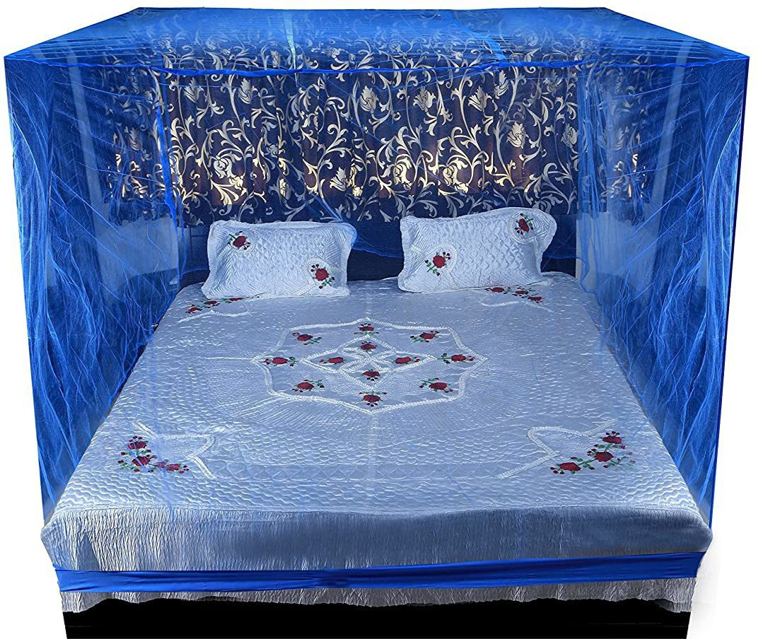 kleidung Polyester Adults Washable Mosquito Net Suitable for Double Bed Machardani for Bed (7X7 FEET ) Blue Color Mosquito Net image 1