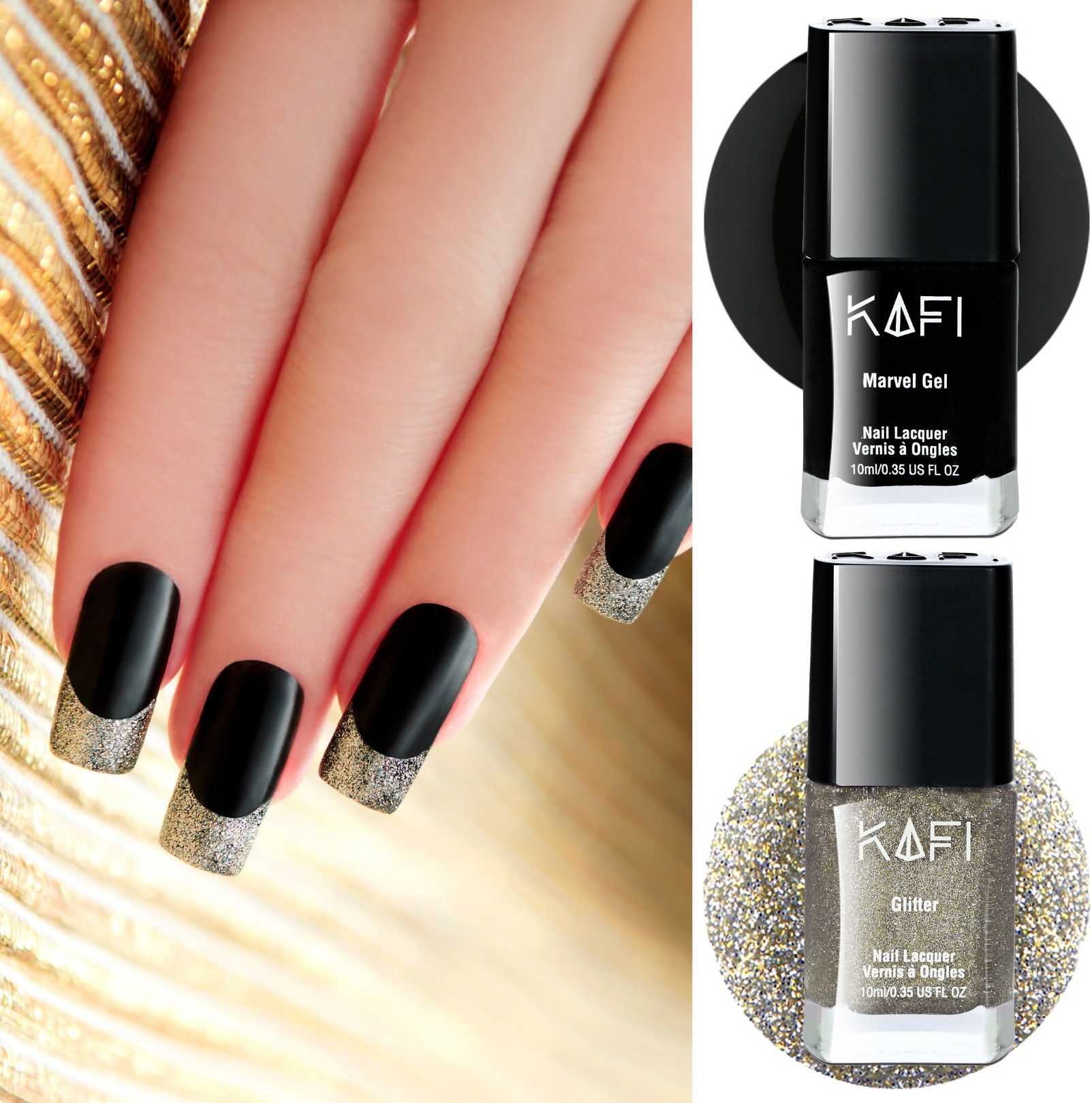 French Gel Nail Polish - Long lasting, Non Toxic, High Shine, Vegan, 10 Free Formula, Salon Pro - King Of Spades + Walking down the Aisle (FINEST Glitter)-image-23