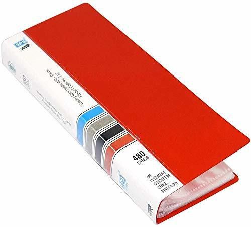 wekonnect Red Business Visiting Card Book Case Organizer, Portable Holder Binder File Sleeve Storage, Holds 480 Card Holder-picture-15