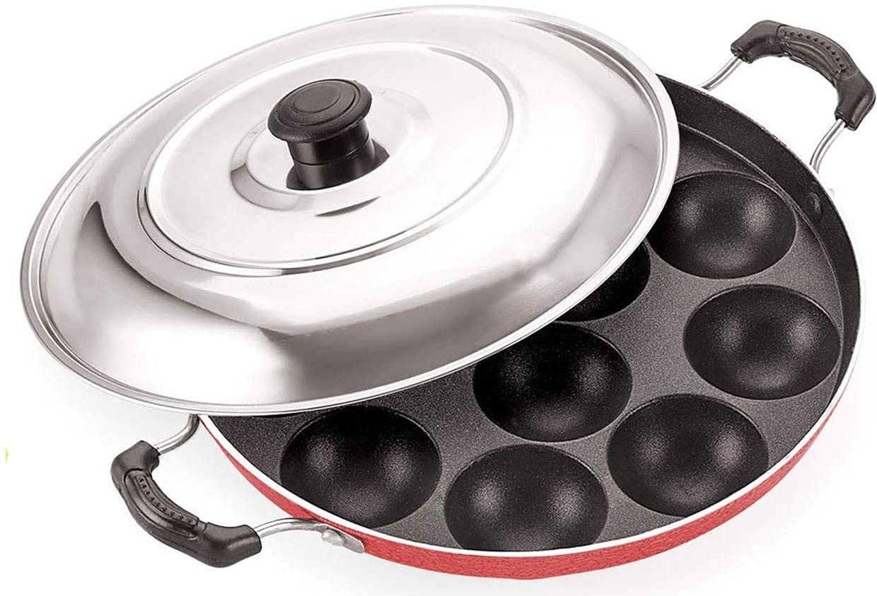 Wonder Appam Patra Ponganal Maker Paniarakkal Litti Maker Appe Pan with Lid Paniarakkal with Lid 0.5 L capacity 22.5 cm diameter-image-28