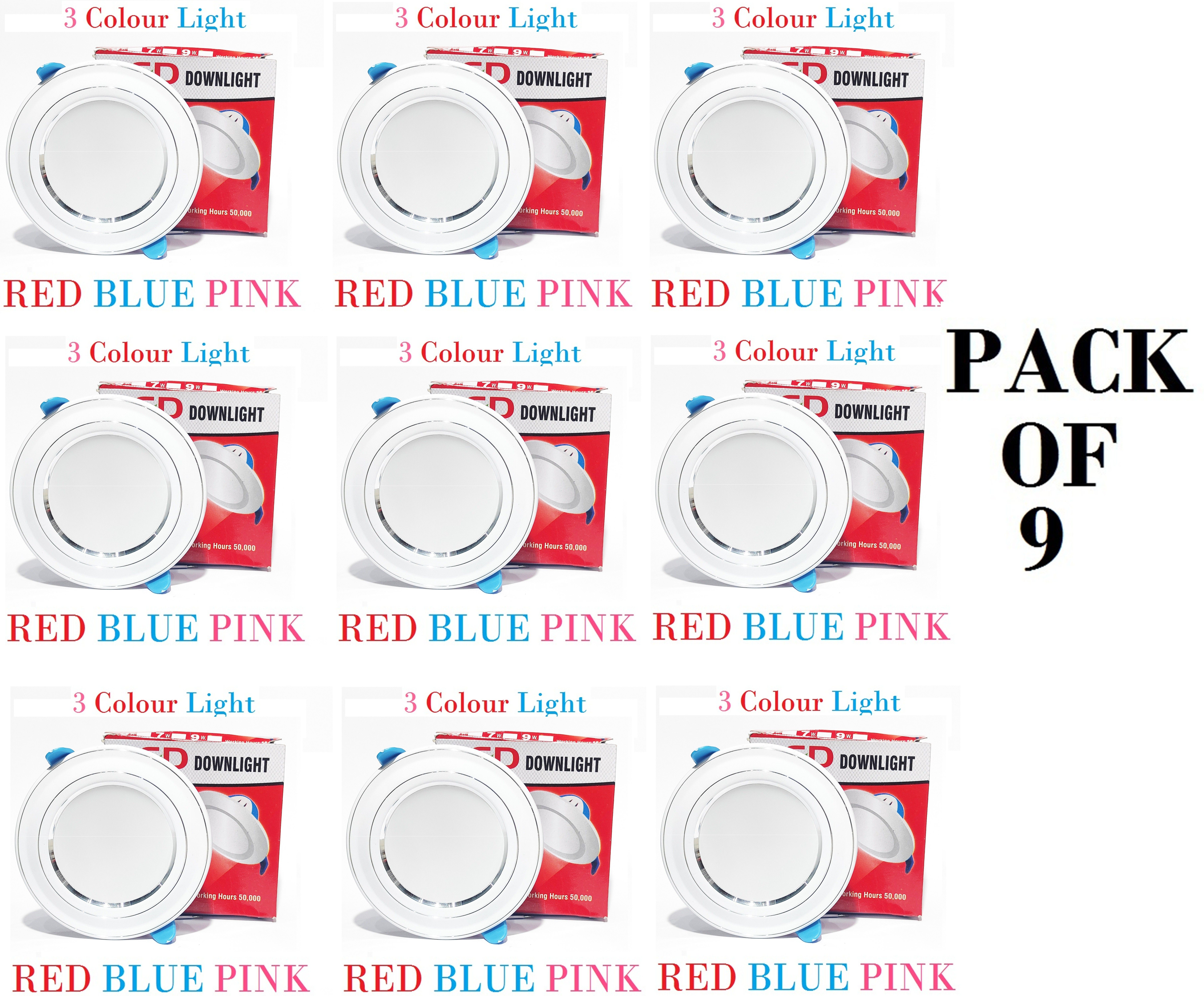 9 WATT 3 COLOUR IN 1 CEILING LIGHT PACK OF 9 Recessed Ceiling Lamp Recessed Ceiling Light Ceiling Lamp-image-9