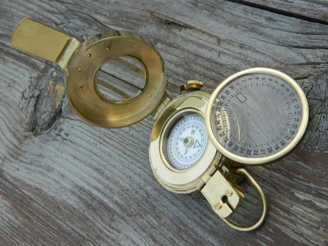 Military Compass for Direction Used Authentic Army Brass with Lather Box Compass-image-47