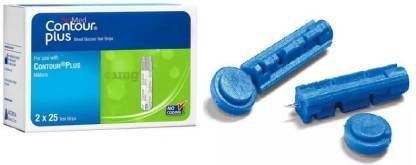 Wellstar CONTOUR PLUS TEST STRIPS & Glucometer Lancets (50) Glucometer Lancets image 1