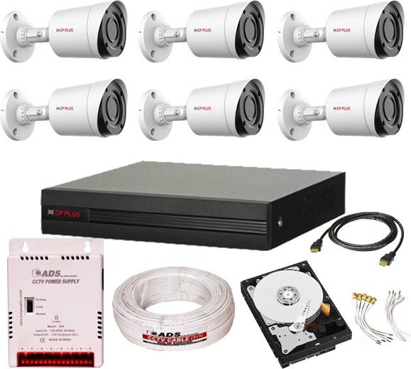CP PLUS Cp Plus Full HD 8Ch DVR + 6 Bullet Camera CAMERA 2.4 MegaPixel Nightvision + Seagate, WD AND DAICHI Hard Drive 1TB + ADS CCTV CABLE 3+1 + ADS Power Supply + BNC & DC Pin Set - Full CCTV Kit Security Camera (TRUSTED PURCHASE FOR REYANSH ENTERPRISES) Security Camera-image-3