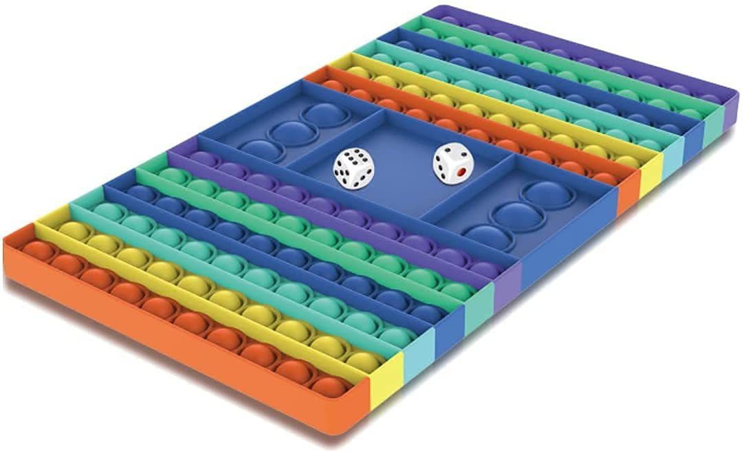 himanshu tex ludo game Big Pop Game Fidget Toy,Jumbo Rainbow Chess Board Push Bubble Popper Fidget Sensory Toys for Parent-Child Time Money & Assets Games Board Game-picture-20