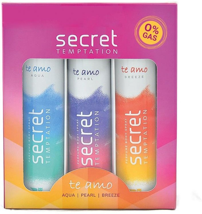 secret temptation Te Amo Aqua, Breeze and Pearl No Gas Perfume Body Spray Combo Perfume Body Spray-For Women-picture-11