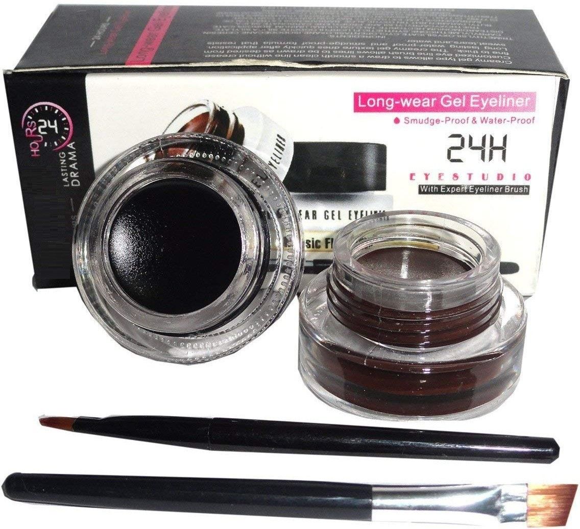 Black & Brown Water Proof & Smudge Proof 24hrs Gel Eyeliner / Kajal 3+3= 6 g (BROWN, Black) 6 ml (Black, Brown) 6 g-image-44