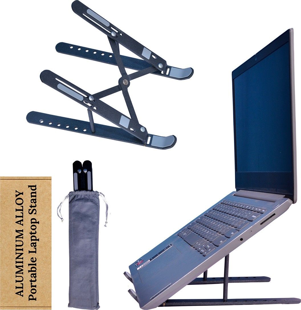 VICHARAN Laptop Stand/Laptop Holder Riser/Computer Tablet Stand 6 Angles Adjustable Aluminum Ergonomic Foldable Portable Desktop Holder Compatible with MacBook All Other Laptops Laptop Stand Foldable Height Adjustable Metal Frame Laptop Stand, Ergonomic, OverHeating Protection Laptop Cooling Pad, Laptop, Tablet Stand for All Laptops Laptop Stand Laptop Stand-picture-26