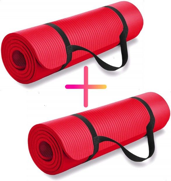 YOGA MAT COMBO DEAL EXERCISE WORKOUT GYM FLOOR MATT GOOD LOOKING Red, Red 6 mm Yoga Mat-image-5