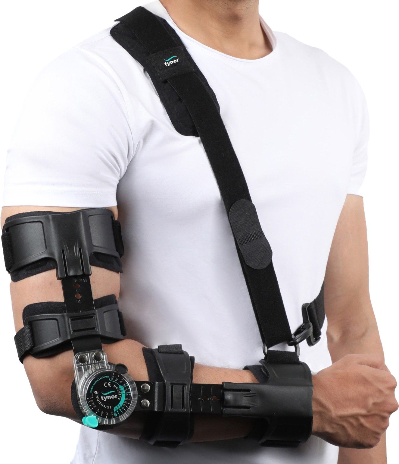 ROM Elbow Brace, Black, Left, Universal Size, 1 Unit Elbow Support-image-2