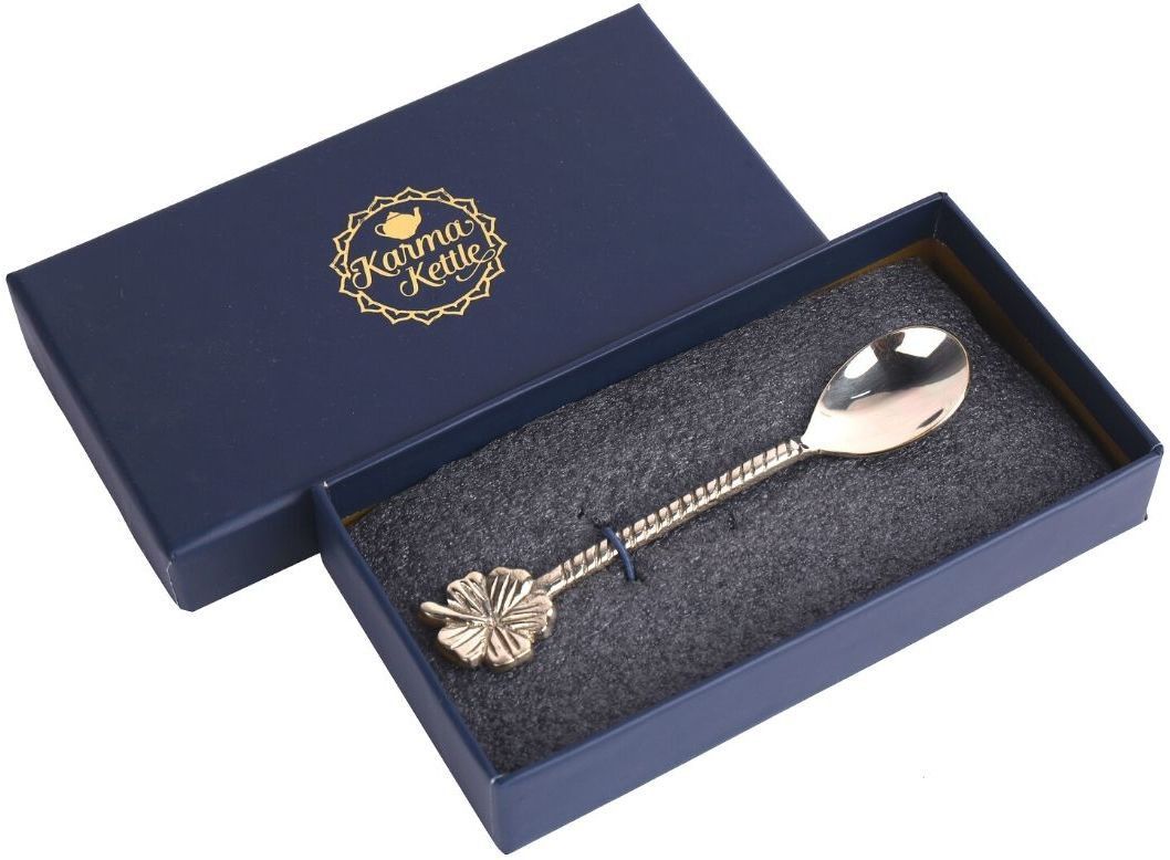 karma kettle Brass Tea Spoon - Flower End Brass Tea Spoon, Table Spoon, Sugar Spoon, Ice-cream Spoon, Ice Tea Spoon-picture-23