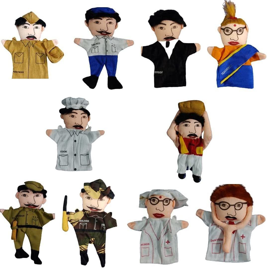 Community Helper Hand Puppets ( Set of 10 pcs ) | Storytelling Puppets For Kids | Helper Puppets For Kids | Doctor,Nurse,Policeman,Soldier,Traffic Policeman,Postman,Porter,Cook,Teacher,Advocate Puppets | Professional Hand Puppets-image-49