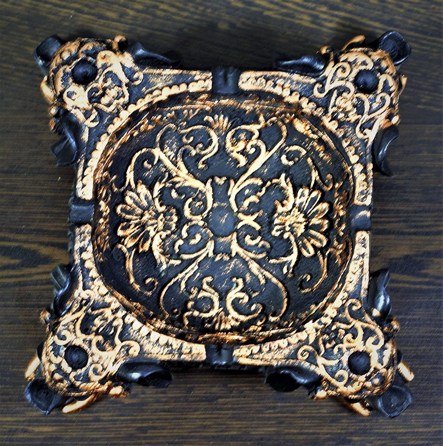 Creation Elephant Face Ashtray for Home Office and Bar Black, Gold Polyresin Ashtray-image-1