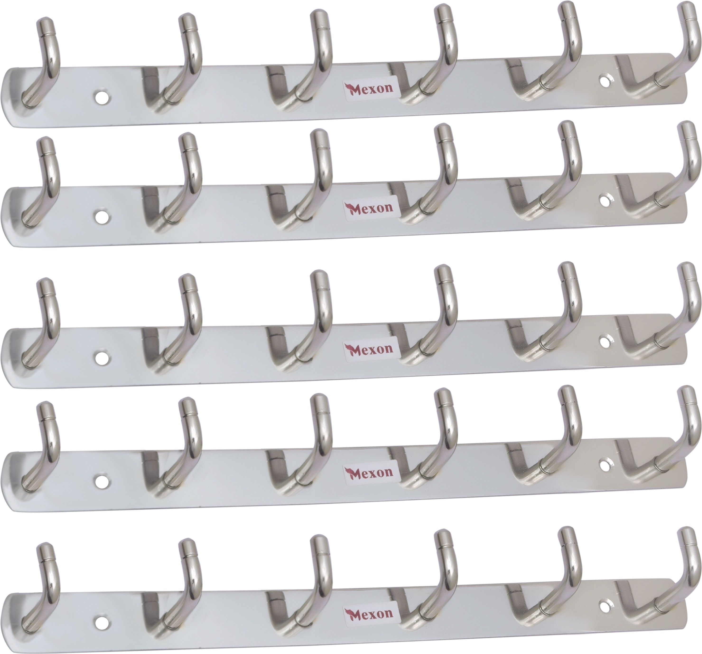 L Shape 6 Pin Hook Stainless Steel Bathroom Cloth Hooks / Hanger / Key Holder / Door Wall Robe Hooks Rail for Hanging Keys, Clothes, Towel Hook Rail Steel Steel Dress Pack of 5 Hangers ForDress-image-25