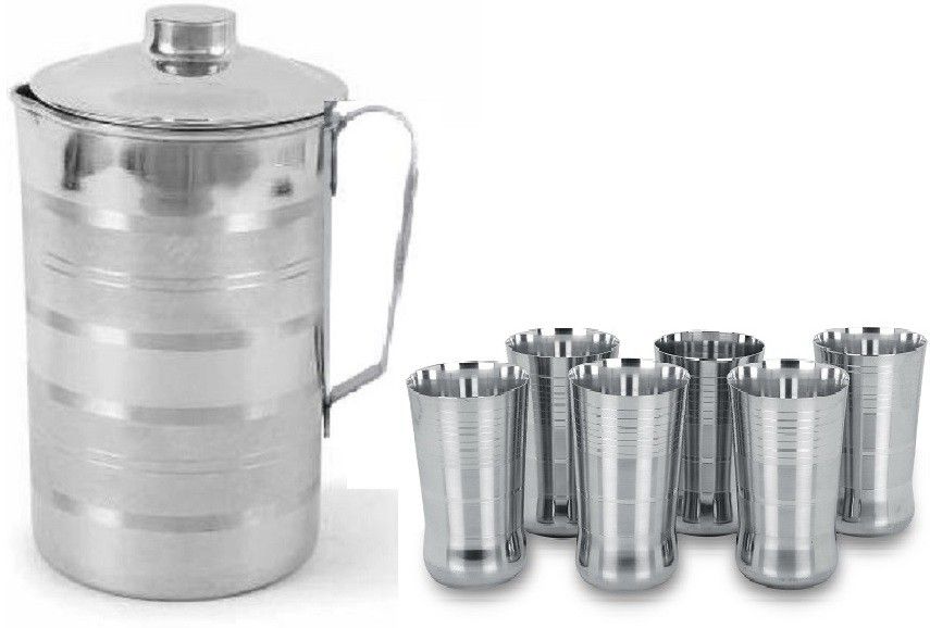 SS-GLASS-G3-6-JUG-J1-TRAY-ROUND Jug Glass Set-image-2